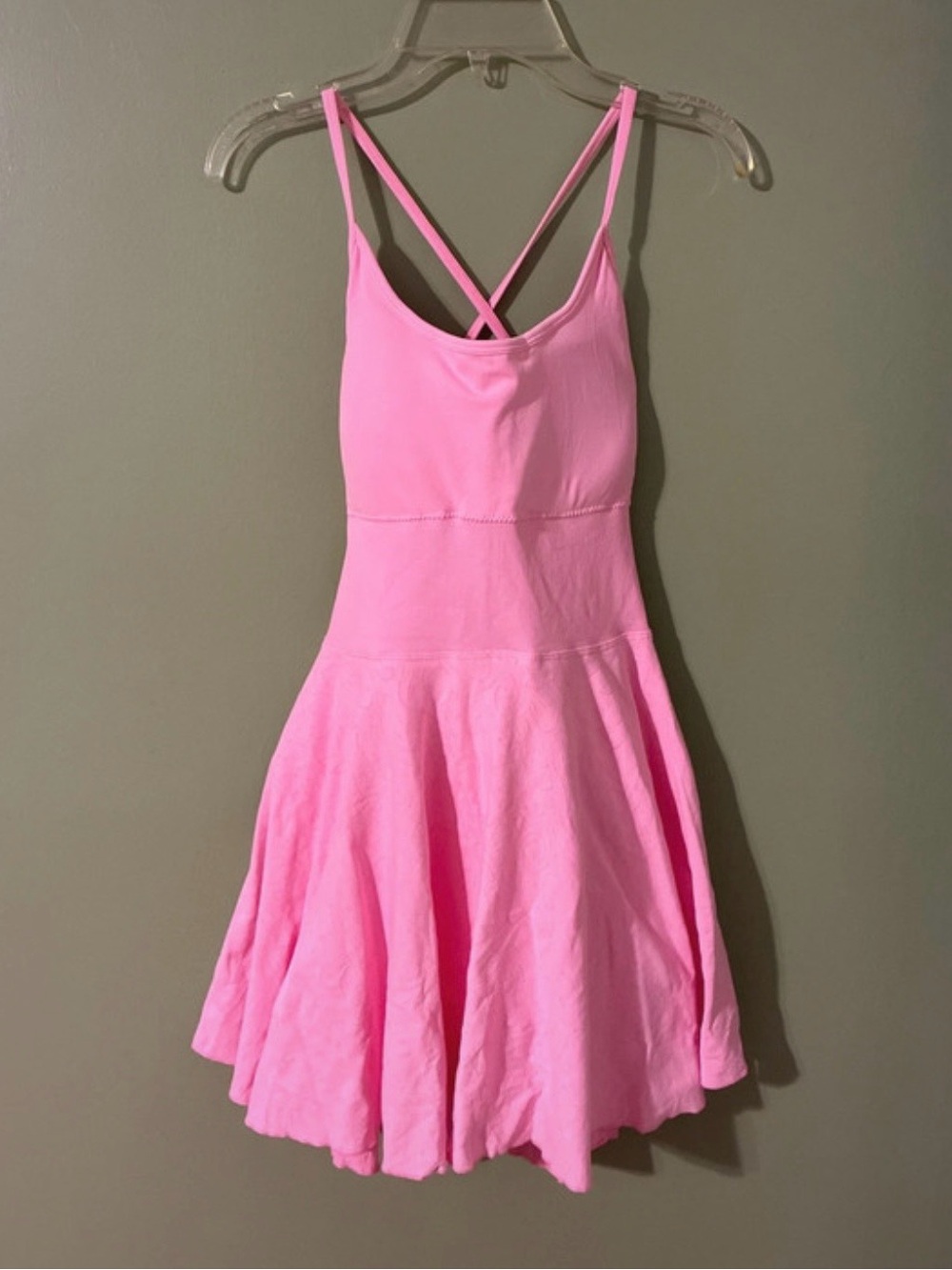 Pink Spaghetti Strap Fit-and-Flare Tennis Dress